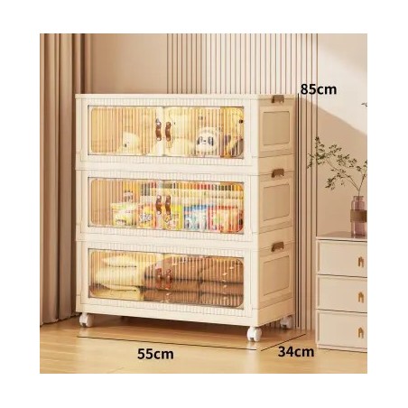 ETAGERE 3 NIVEAUX CREME/TRANSP 56 × 34 × 86CM YY-2855-3