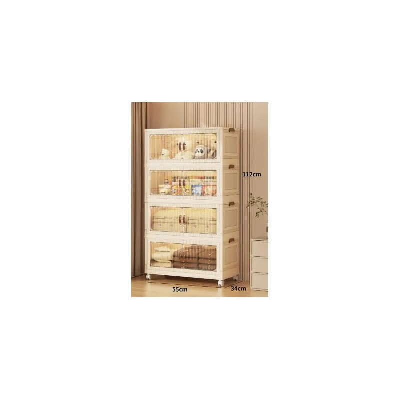 ETAGERE 4 NIVEAUX CREME/TRANSP 56 × 34 × 113CM YY-2855-4