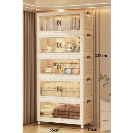 ETAGERE 5 NIVEAUX CREME/TRANSP 56 × 34 × 140 YY-2855-5