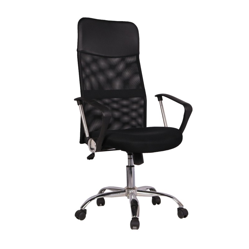CHAISE DE BUREAU NOIR DOSSIER HAUT AVEC ACCOUDOIRS NOIR SK3031H