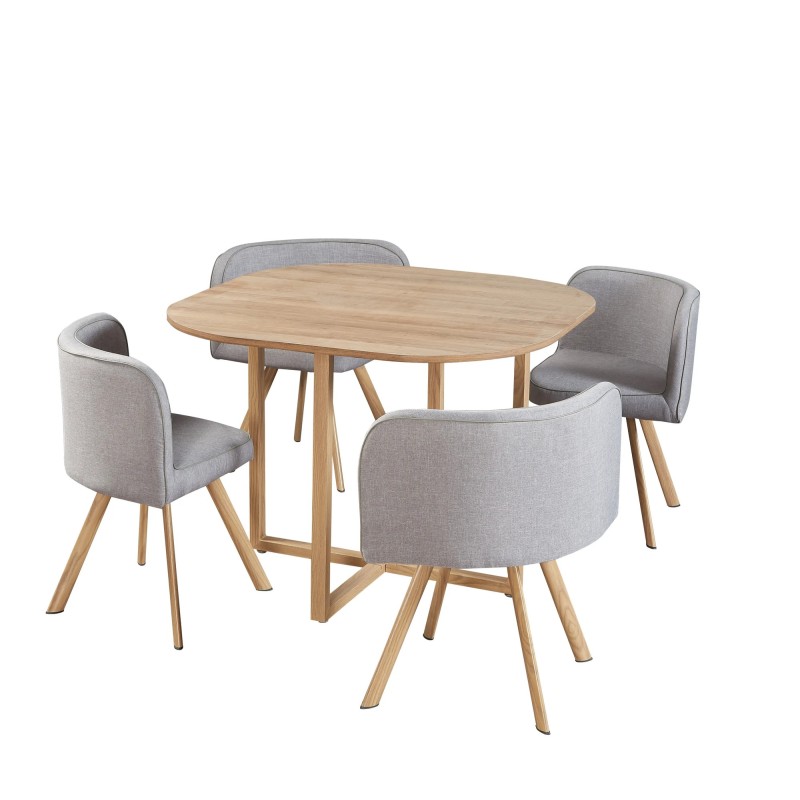 SALLE A MANGER 1 TABLE BOIS + 4 CHAISES GRIS 112089