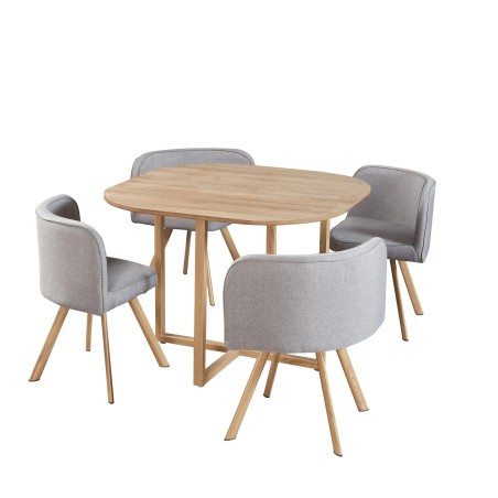SALLE A MANGER 1 TABLE BOIS + 4 CHAISES GRIS 112089