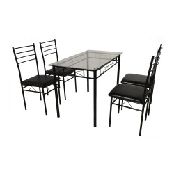 SALLE A MANGER 1+4 VITRE (T 110 × 60 × 74 + C 40 × 40 × 86) DS-011