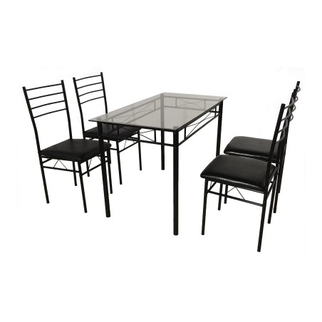SALLE A MANGER 1+4 VITRE (T 110 × 60 × 74 + C 40 × 40 × 86) DS-011