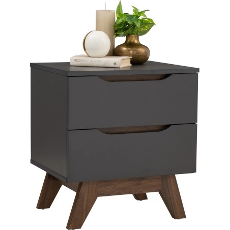 TABLE DE CHEVET 2T WALNUT BLACK 131121