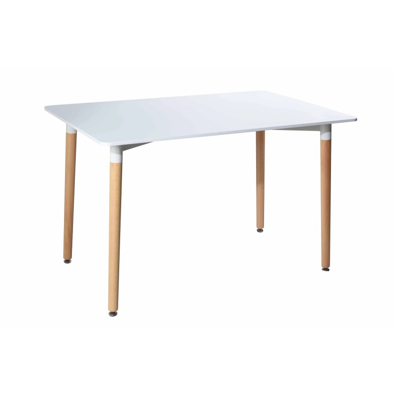 TABLE RECTANGLE MDF + PIEDS BOIS 120 × 60 × 74 T4-1WHITE