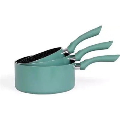 SET DE 3 CASSEROLE LIVOO POUR TOUT TYPE DE FEUX ASPECT PIERRE VERT
