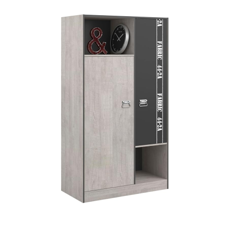 Armoire 2 Portes Gris Foncé Loft - Fabric
