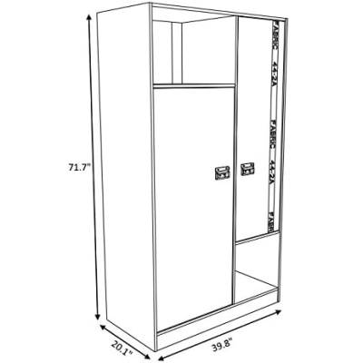 Armoire 2 Portes Gris Foncé Loft - Fabric