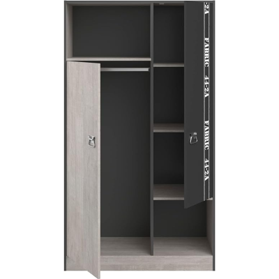 Armoire 2 Portes Gris Foncé Loft - Fabric