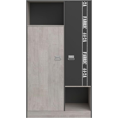 Armoire 2 Portes Gris Foncé Loft - Fabric