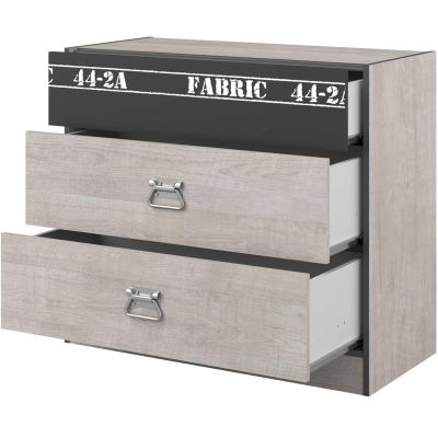 Commode en tissu gris foncé - 3 tiroirs