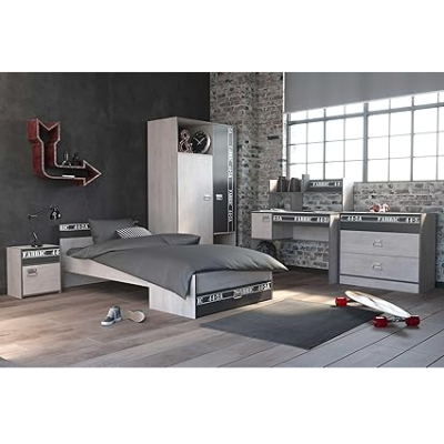 Commode en tissu gris foncé - 3 tiroirs