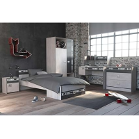 Commode en tissu gris foncé - 3 tiroirs