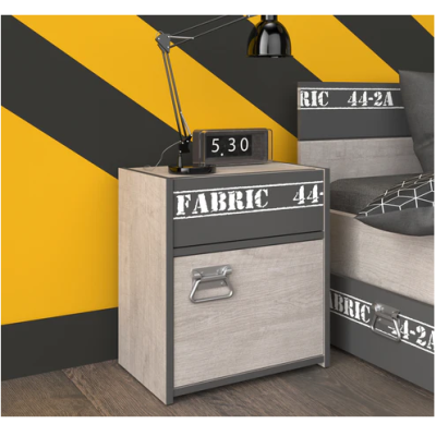 Table de chevet en tissu gris foncé - Style loft