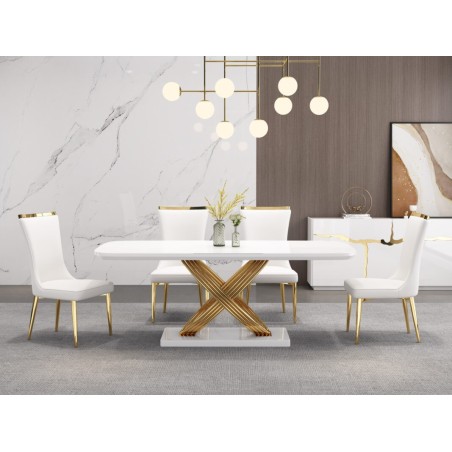TABLE A MANGER GRIS DORE 92344DT 2000X100X750 AVEC 8CHAISES 12082