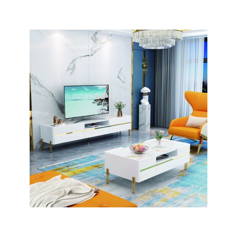 TABLE BASSE 92174 BLANC DORE