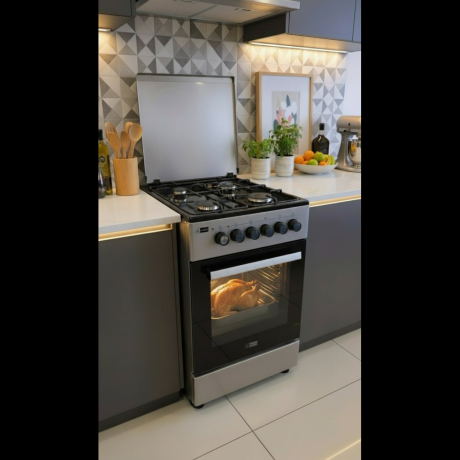 GAZINIERE 4 FEUX NEOLUX CENLX5540GR FOUR ELECTRIQUE 50X50 AVEC COUVERCLE GRIS