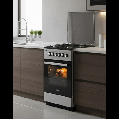 Gazinière Neolux 4FG + Four Électrique 50x50 Gris