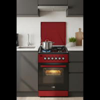 GAZINIERE 4 FEUX NEOLUX CENLX5540ROU AVEC FOUR ELECTRIQUE 50X50 AVEC COUVERCLE ROUGE