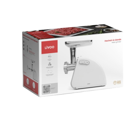 Hachoir à viande 1.5KG 400W - Inox Blanc Livoo