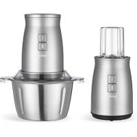 HACHOIR MULTIFONCTION 2L LIVOO DOP237 2 EN 1 BOL EN ACIER INOXYDABLE 500W 4 LAMES + MINI HACHOIR