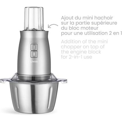 Hachoir Multifonction 2 en 1 - Acier Inoxydable Livoo
