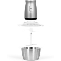 HACHOIR MULTIFONCTION 2L LIVOO DOP237 2 EN 1 BOL EN ACIER INOXYDABLE 500W 4 LAMES + MINI HACHOIR