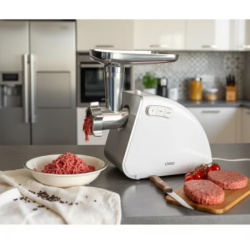 HACHOIR A VIANDE 400W LIVOO DOP224 CAPACITE DE 1,5KG 3 GRILLES DE H. + 1 DISQUE INOX BLANC