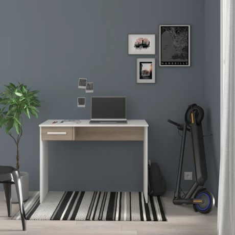 Bureau MILO 1 Tiroir Chêne Blanc - L101xH73xP50