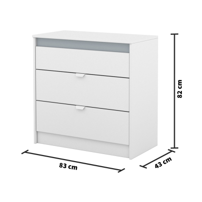 Commode 3 tiroirs L.83 x P.43 PIROUETTE