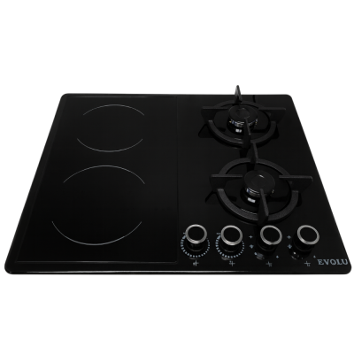 Plaque de cuisson mixte vitro & gaz noir - EVOLU