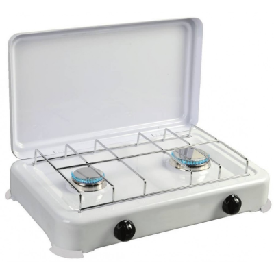 Réchaud Gaz 2 Feux - Couvercle Blanc Evolu