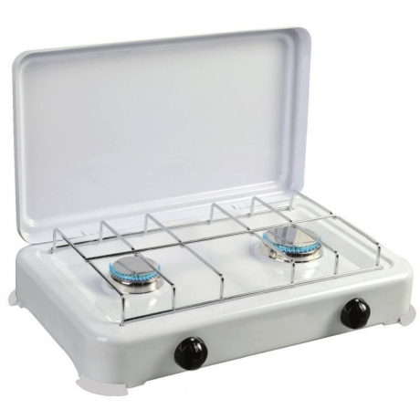 RECHAUD A GAZ 2 FEUX EVOLU JK-002SC-CE-BLANC AVEC COUVERCLE BLANC