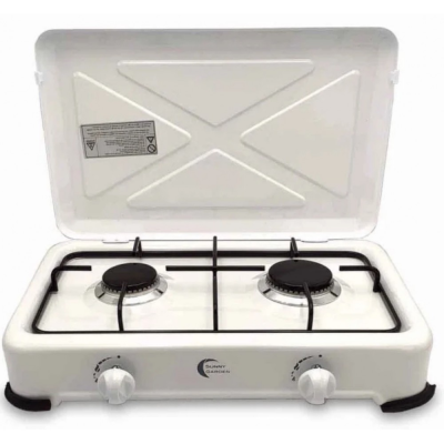 Réchaud Gaz 2 Feux - Couvercle Blanc Evolu