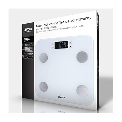Pèse personne - Balance 180KG - ECRAN LCD- BLANC - LIVOO