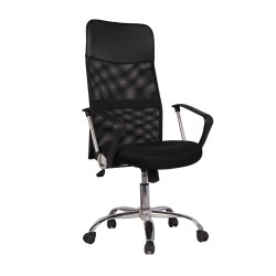 CHAISE DE BUREAU NOIR DOSSIER HAUT AVEC ACCOUDOIRS NOIR SK3031H